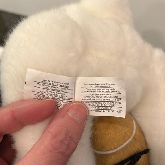 Fiesta sitting white bear w/green/white scarf & football 9" - Picture 10 of 11